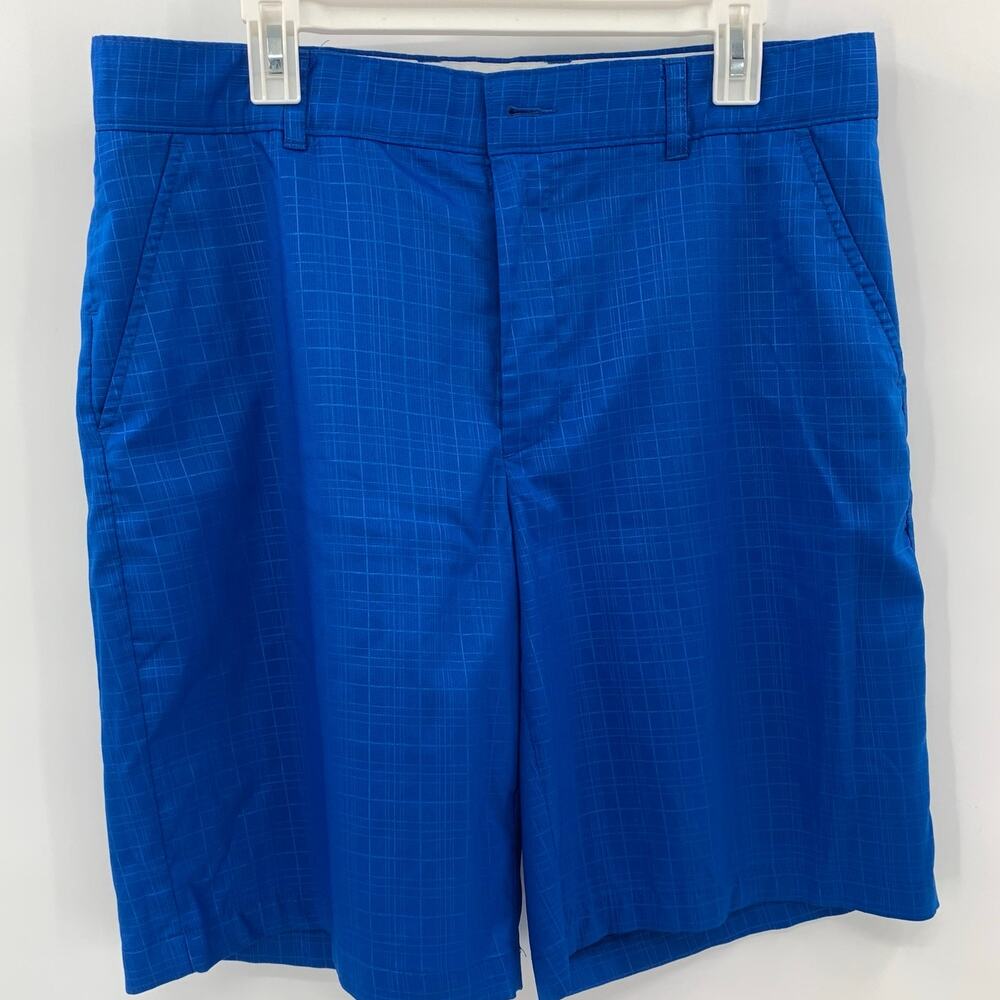 Greg Norman Shorts Mens 34 Blue Check Pockets Stretch Shark Outdoors Golf